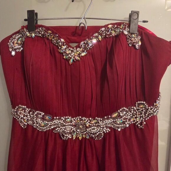 My Michelle Red Jeweled Strapless Gown Plus Size 22 + Formal Evening Dress - Picture 4 of 4